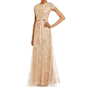 Adrianna Papell Rose Gold Embroidered Gown
